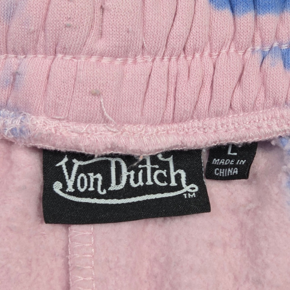 Von Dutch Womens Pink Tie Dye Y2k Sweatpants Size L Bratz Wide Leg Preppy Lounge - Picture 5 of 9